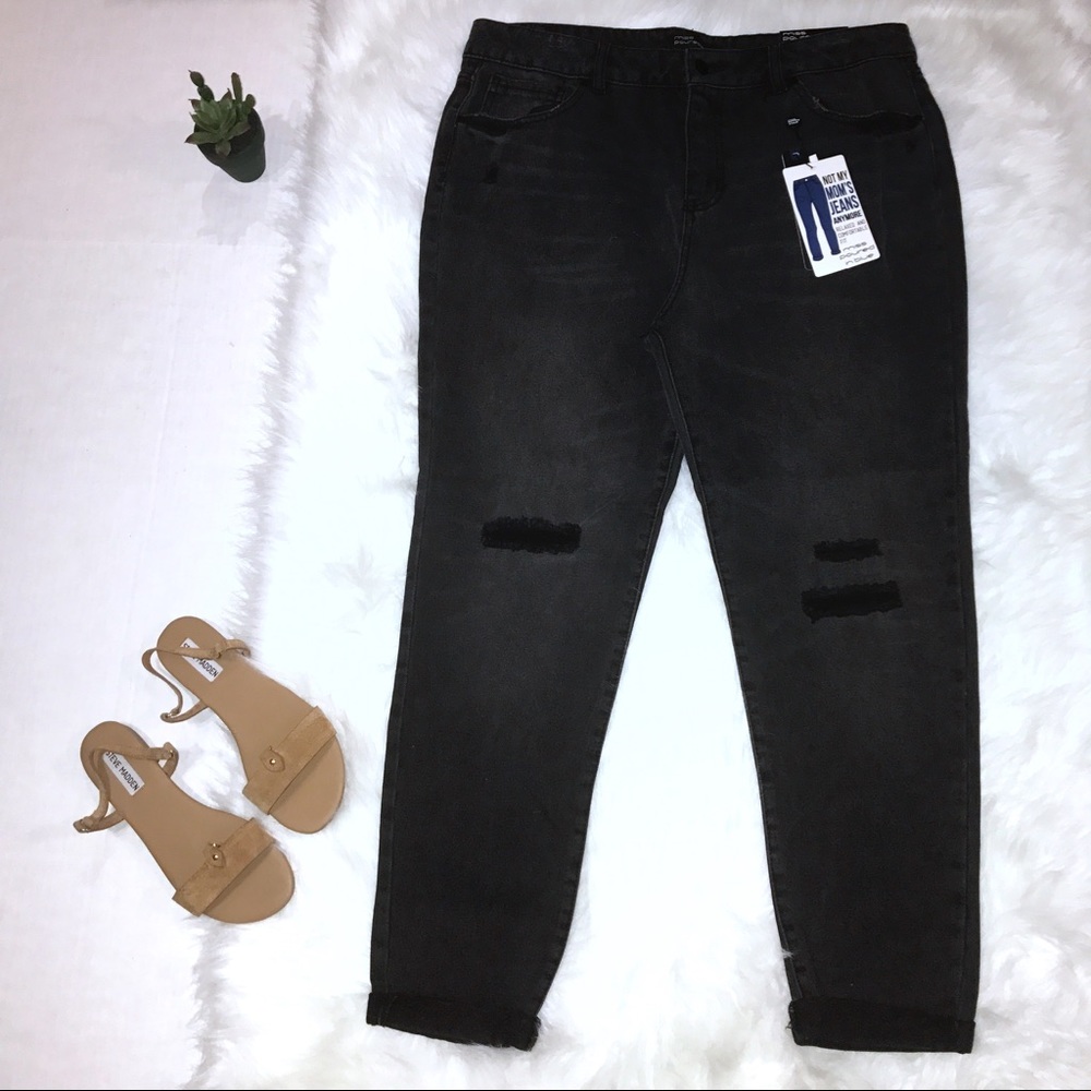 Miss poured in blue black distressed jeans